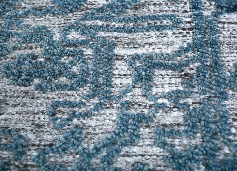 revolution blue wool and viscose hand knotted Rug - CloseUp