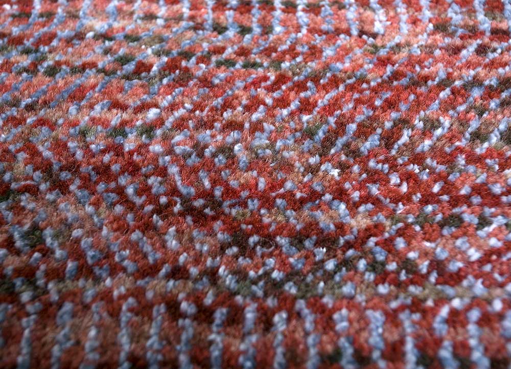 kairos red and orange wool and viscose hand knotted Rug - CloseUp
