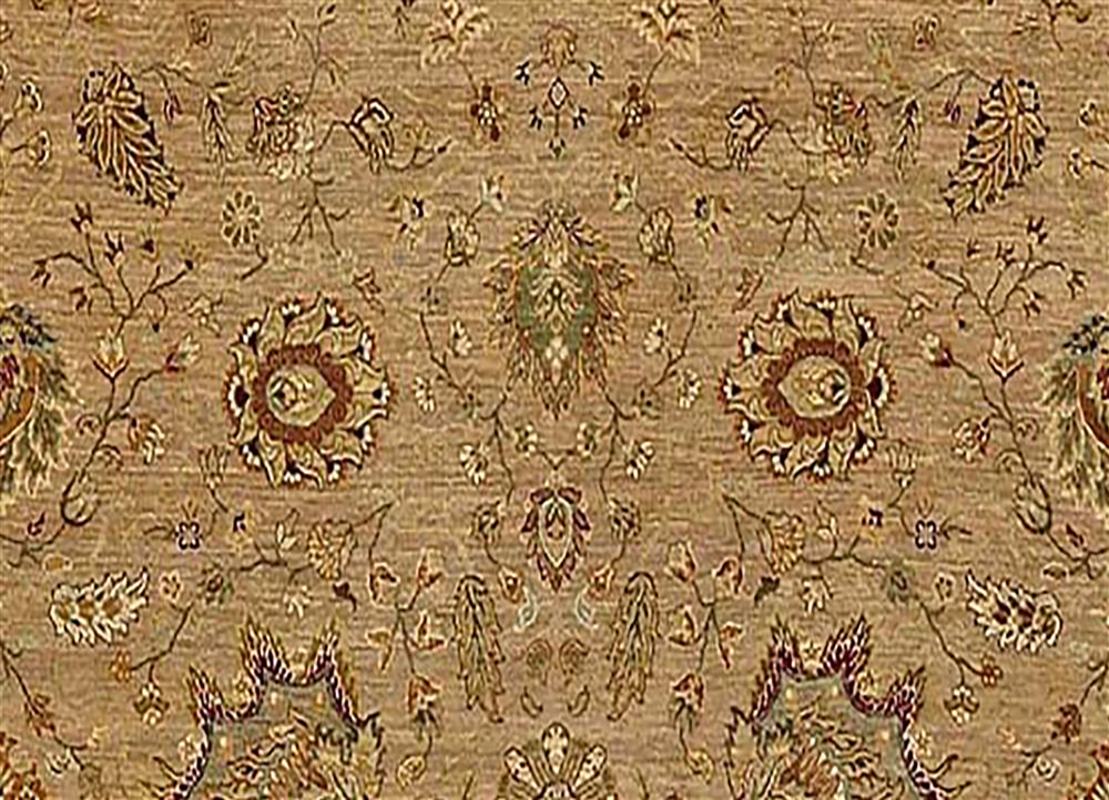 gulnar beige and brown wool hand knotted Rug - CloseUp