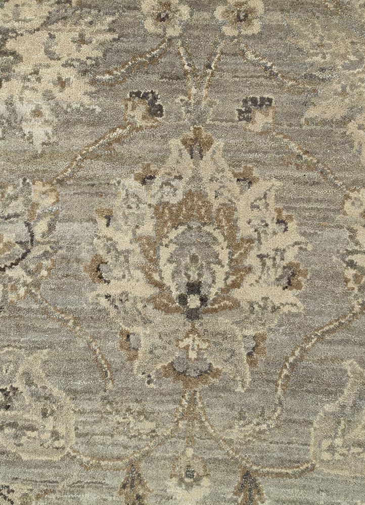 gulnar grey and black wool hand knotted Rug - CloseUp
