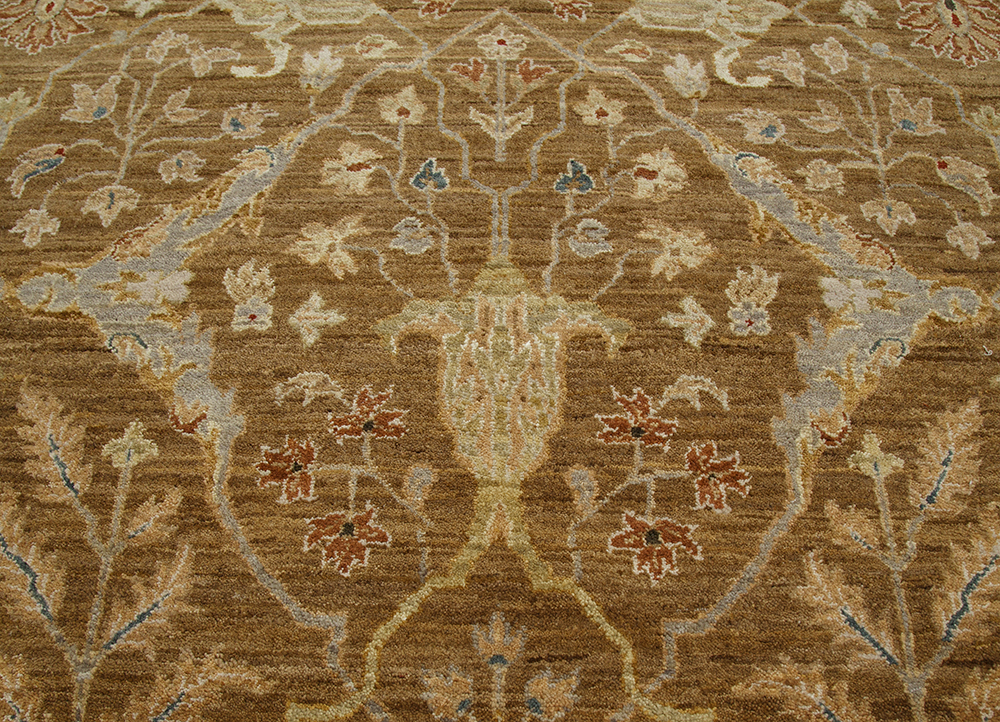 cyanna beige and brown wool hand knotted Rug - CloseUp