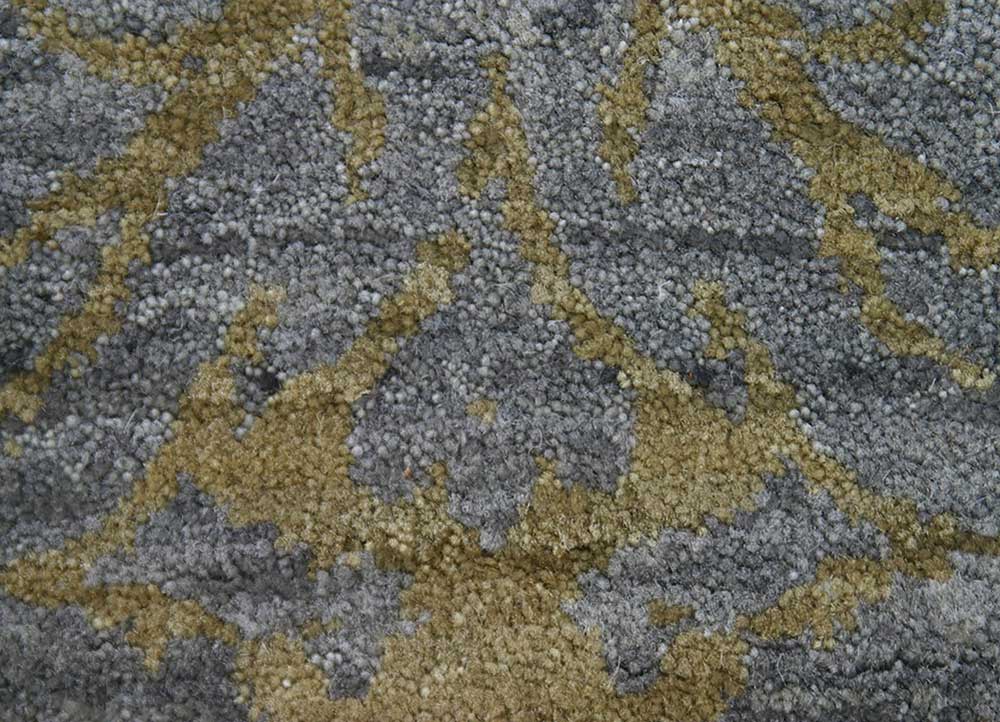 floret gold wool hand knotted Rug - CloseUp