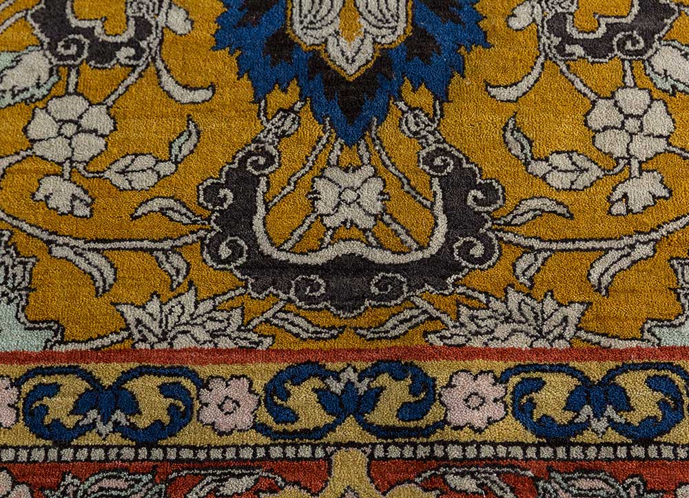aurora gold wool hand knotted Rug - CloseUp
