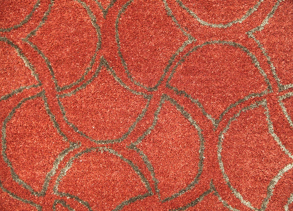 transcend red and orange wool and viscose hand tufted Rug - CloseUp