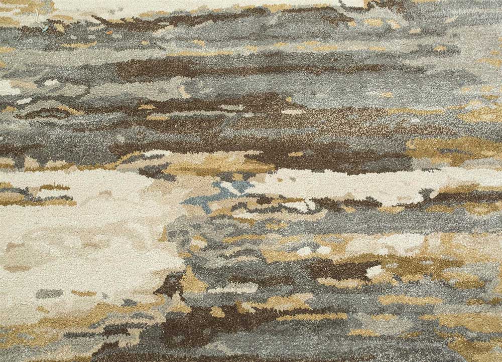 genesis beige and brown wool and viscose hand tufted Rug - CloseUp