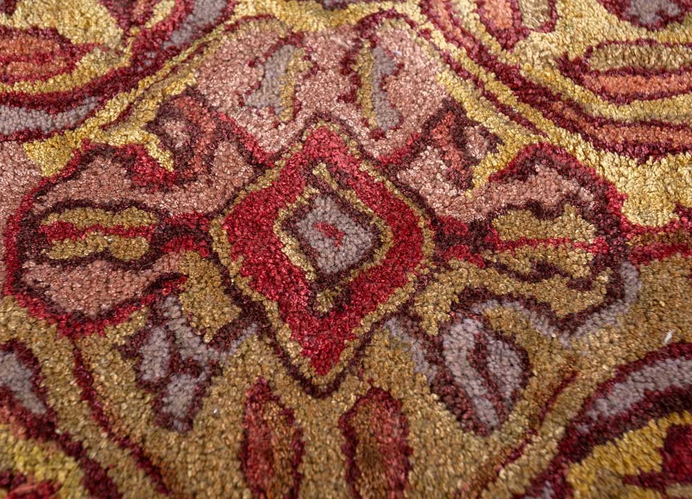 aprezo red and orange wool and viscose hand tufted Rug - CloseUp