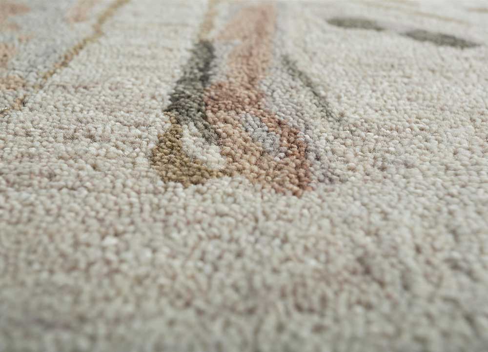 riviera beige and brown wool hand tufted Rug - CloseUp