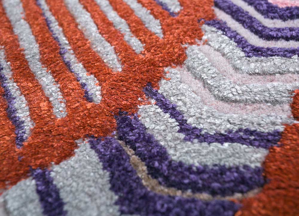 jaipur wunderkammer pink and purple wool and viscose hand tufted Rug - CloseUp
