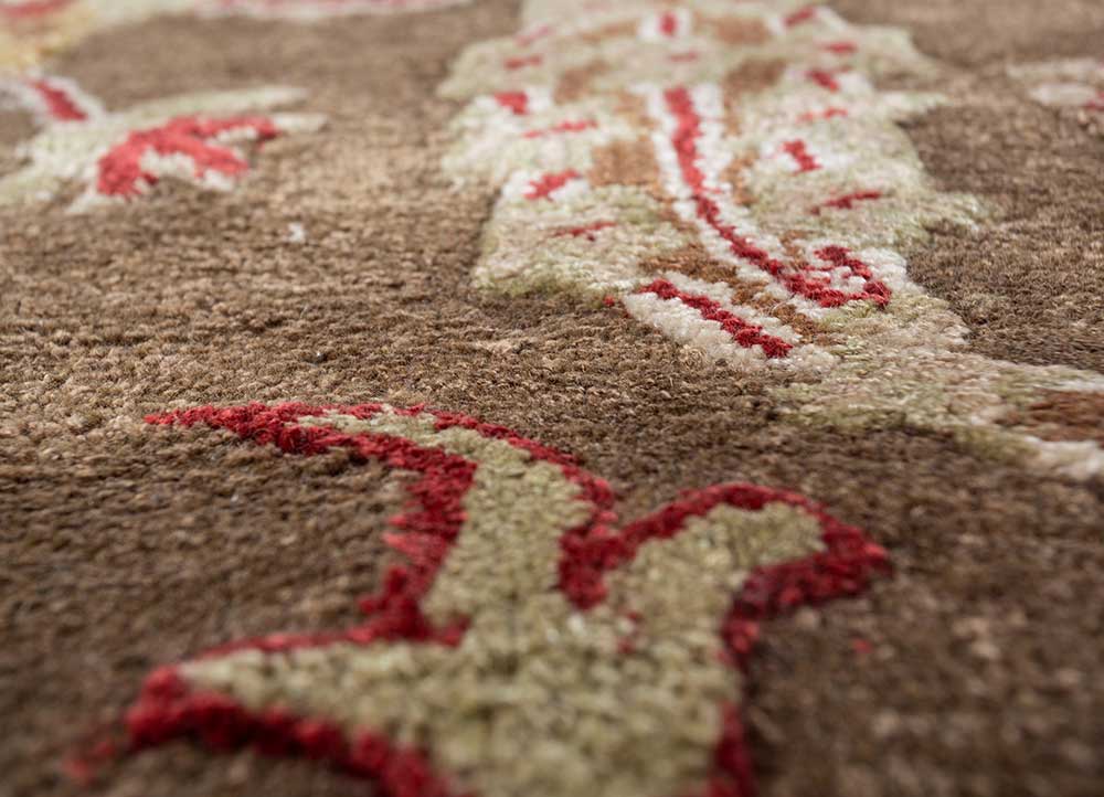 mythos beige and brown wool and viscose hand tufted Rug - CloseUp