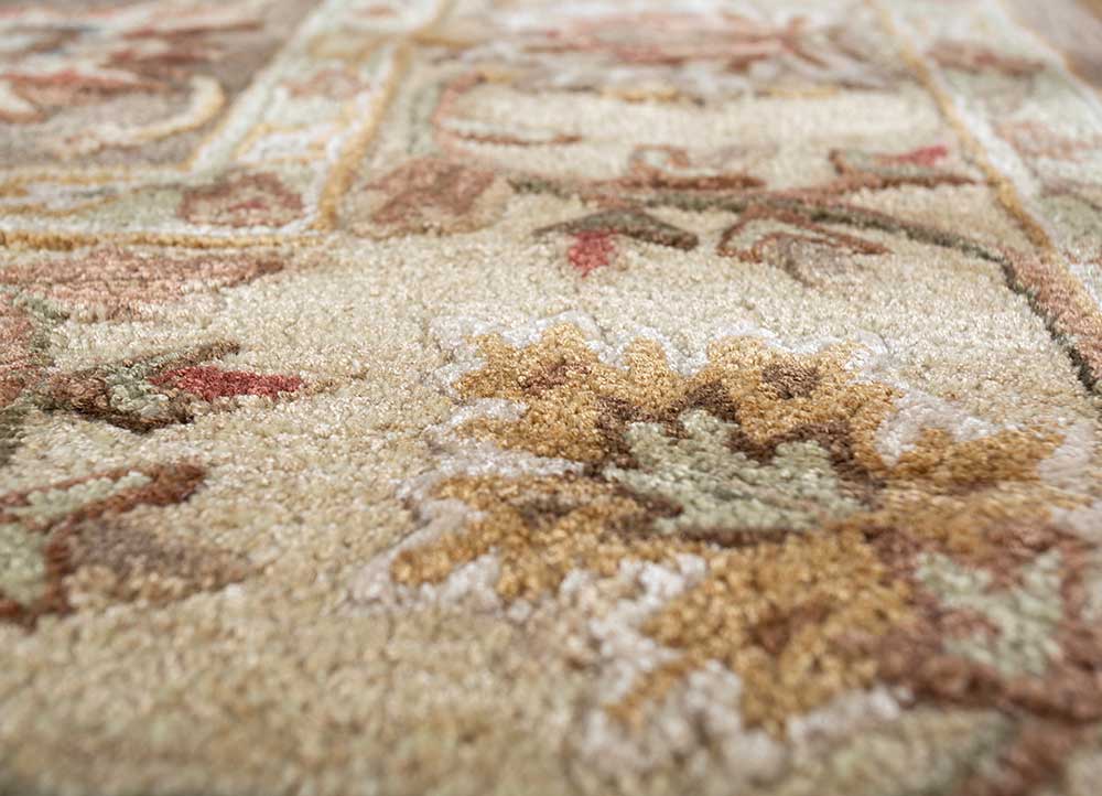 mythos beige and brown wool and viscose hand tufted Rug - CloseUp