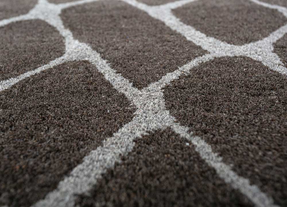 decade beige and brown wool hand tufted Rug - CloseUp