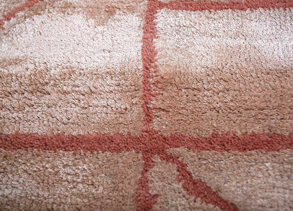 contour red and orange wool and viscose hand tufted Rug - CloseUp