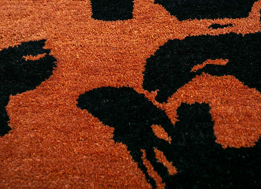 transcend red and orange wool hand tufted Rug - CloseUp