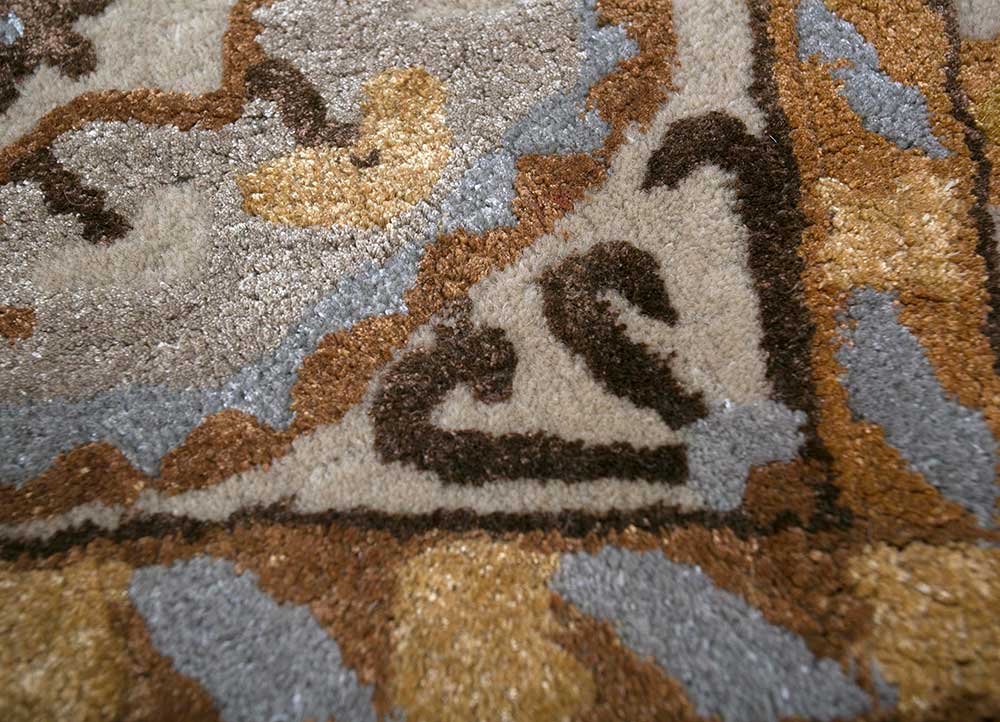 kasbah beige and brown wool and viscose hand tufted Rug - CloseUp