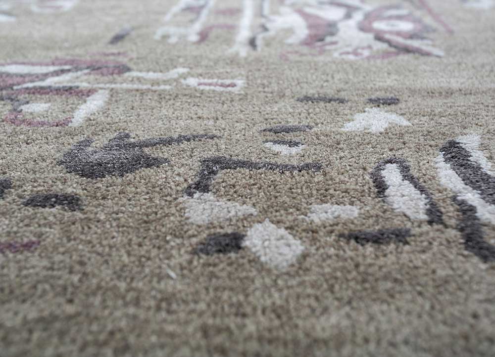 kilan beige and brown wool and viscose hand tufted Rug - CloseUp