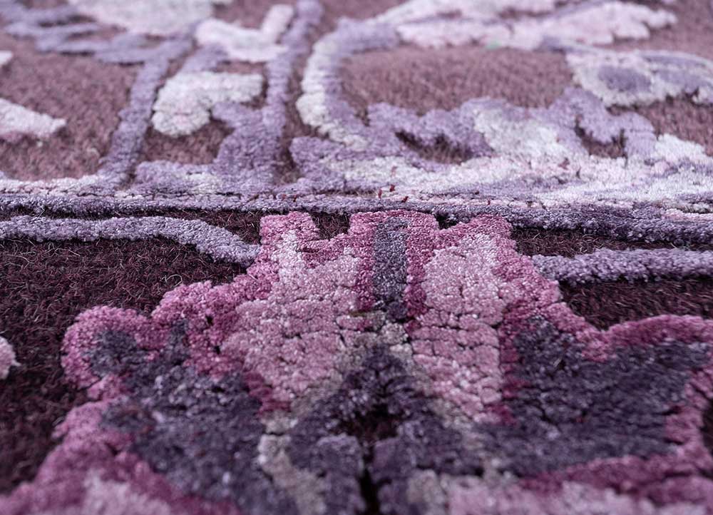 kasbah pink and purple viscose patchwork Rug - CloseUp