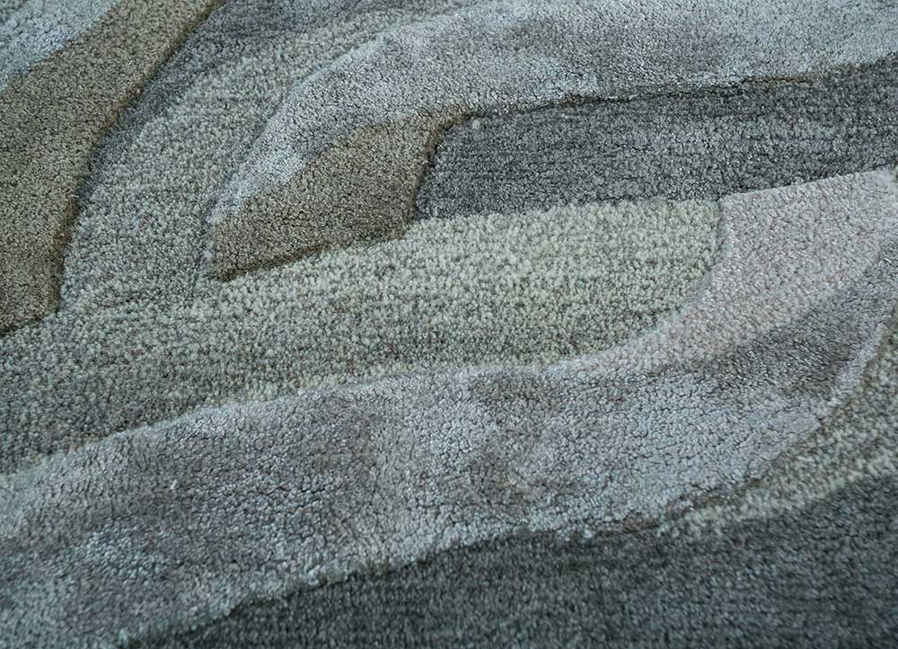 caliedo grey and black wool and viscose hand tufted Rug - CloseUp