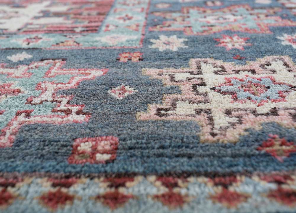 laica red and orange wool hand knotted Rug - CloseUp