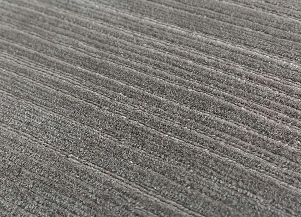 legion grey and black wool and bamboo silk hand knotted Rug - CloseUp