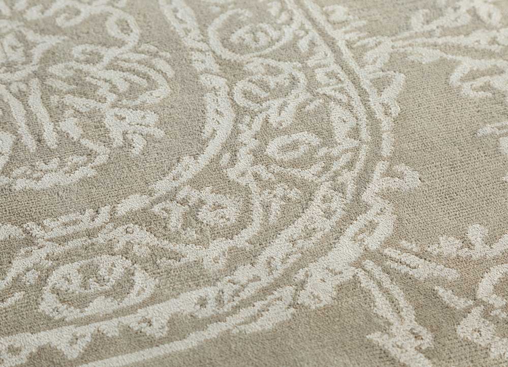 azalea beige and brown wool and bamboo silk hand knotted Rug - CloseUp