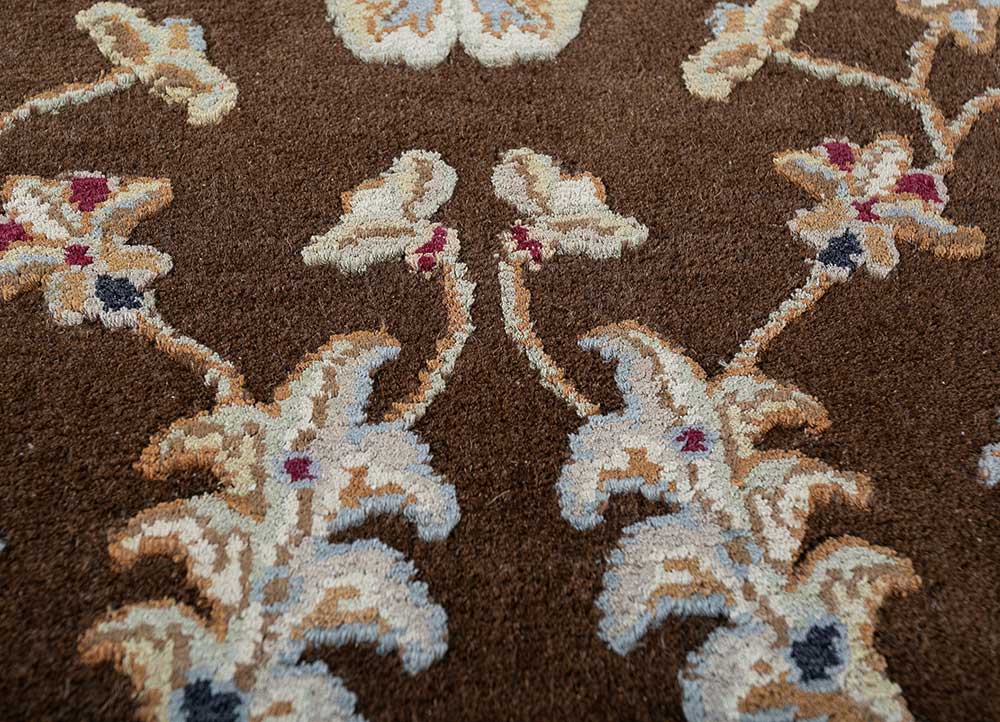 aurora red and orange wool and silk hand knotted Rug - CloseUp