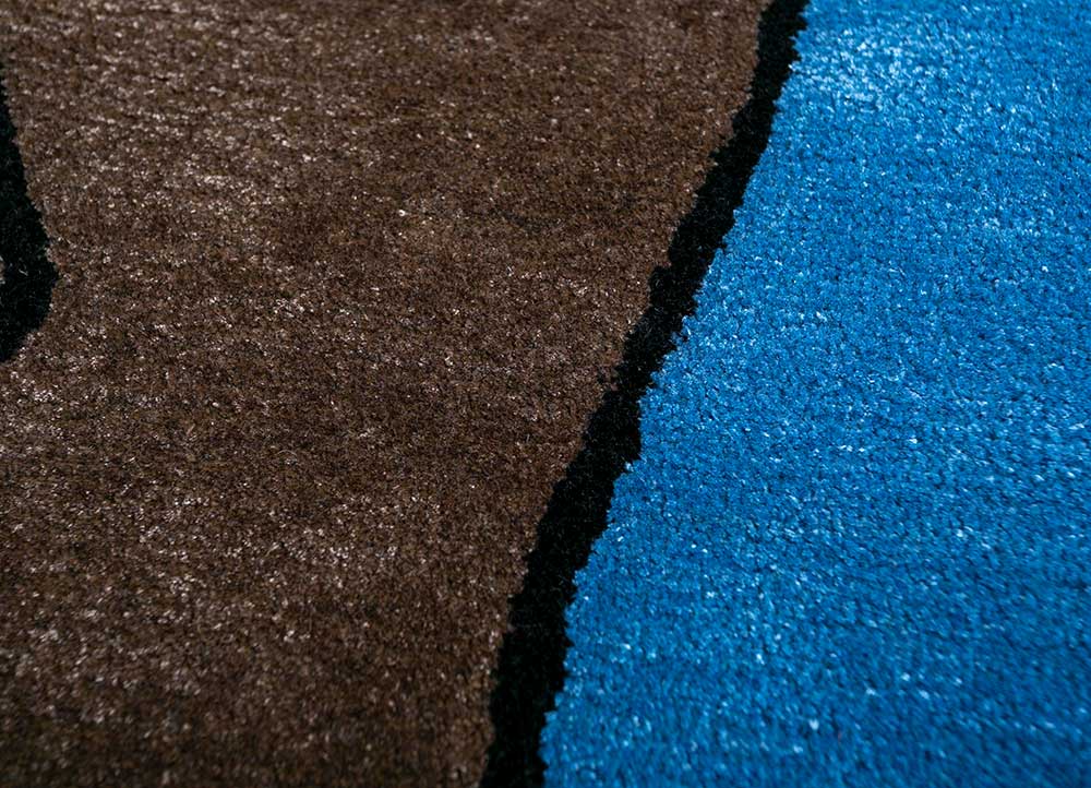confetti blue wool and viscose hand tufted Rug - CloseUp