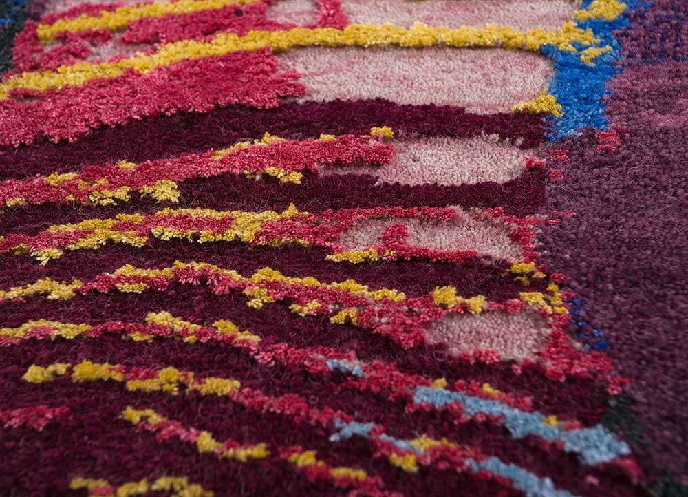 entropy multi wool and bamboo silk hand knotted Rug - CloseUp