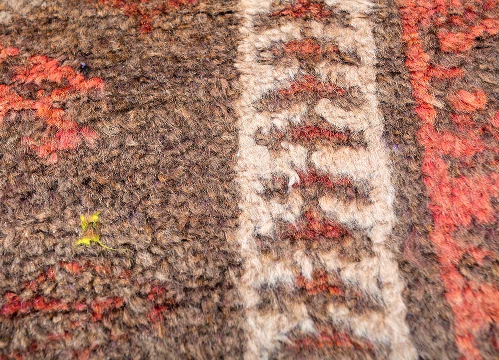 kilim beige and brown wool hand knotted Rug - CloseUp