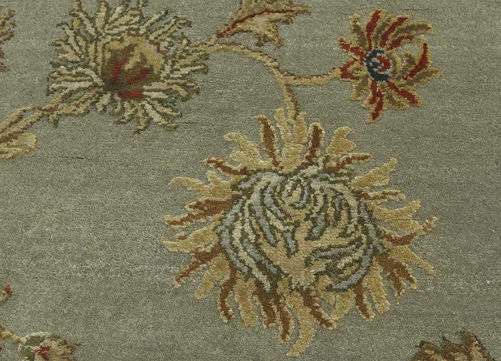 aurora blue wool and silk hand knotted Rug - CloseUp