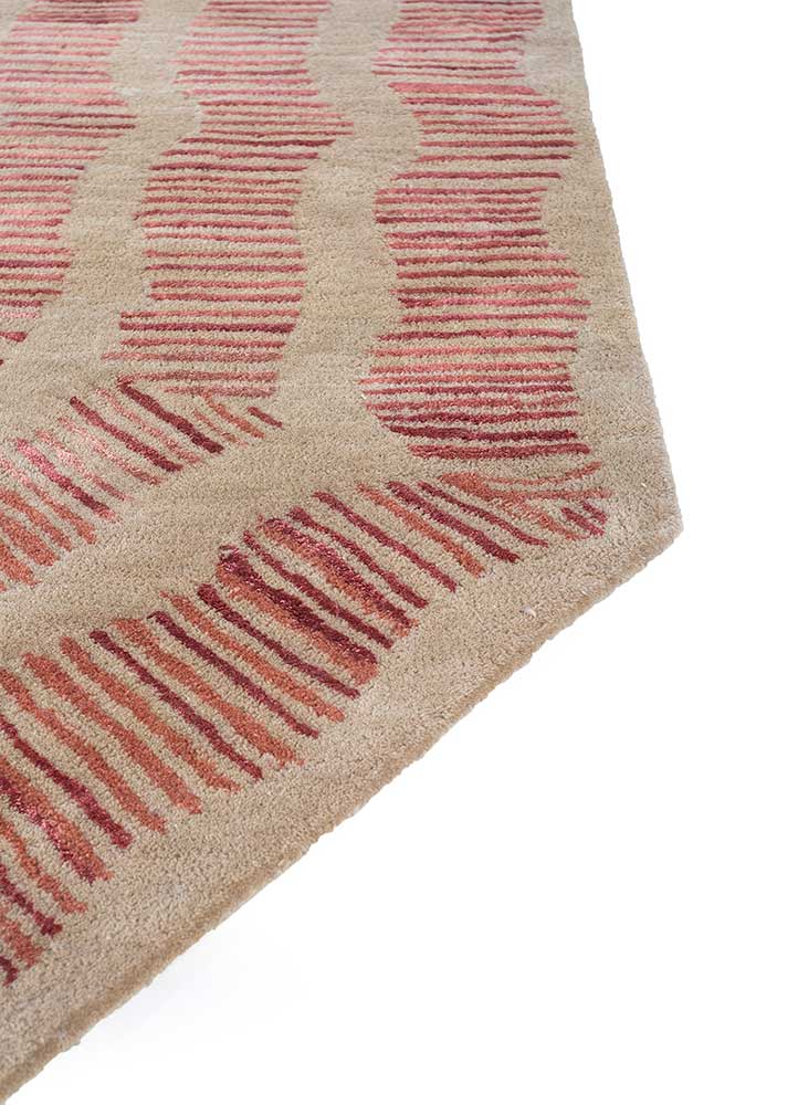 come around red and orange wool and viscose hand tufted Rug - Corner