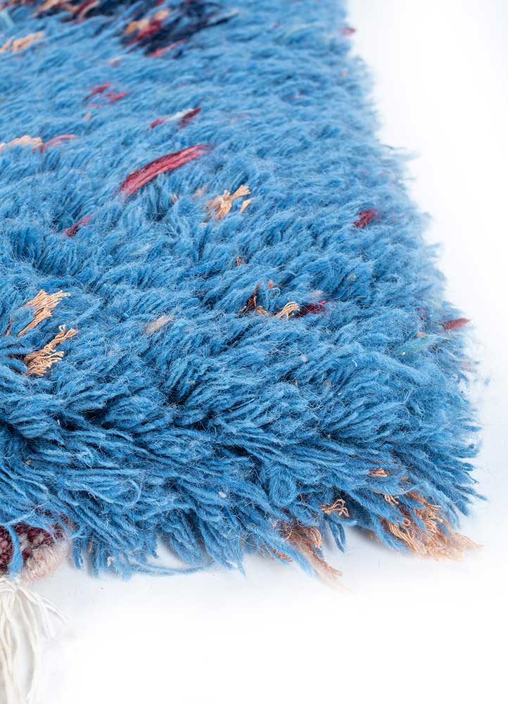 aprezo blue wool and bamboo silk hand knotted Rug - Corner