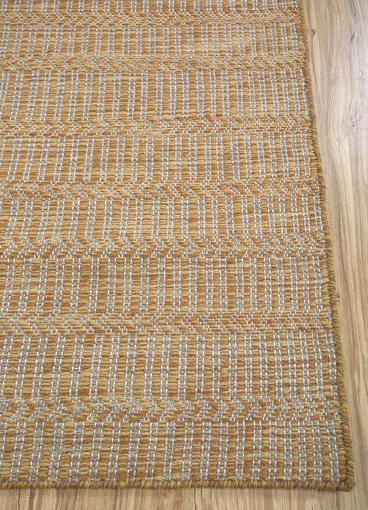 indusbar beige and brown wool flat weaves Rug - Corner
