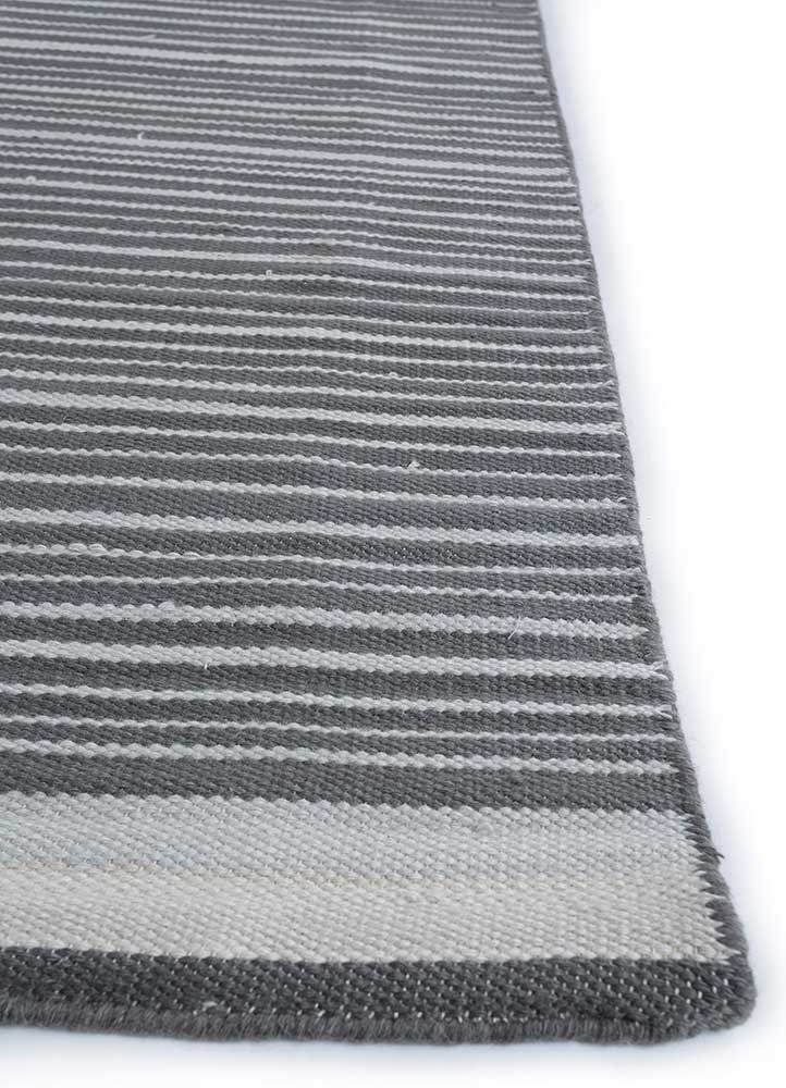 aqua grey and black wool flat weaves Rug - Corner
