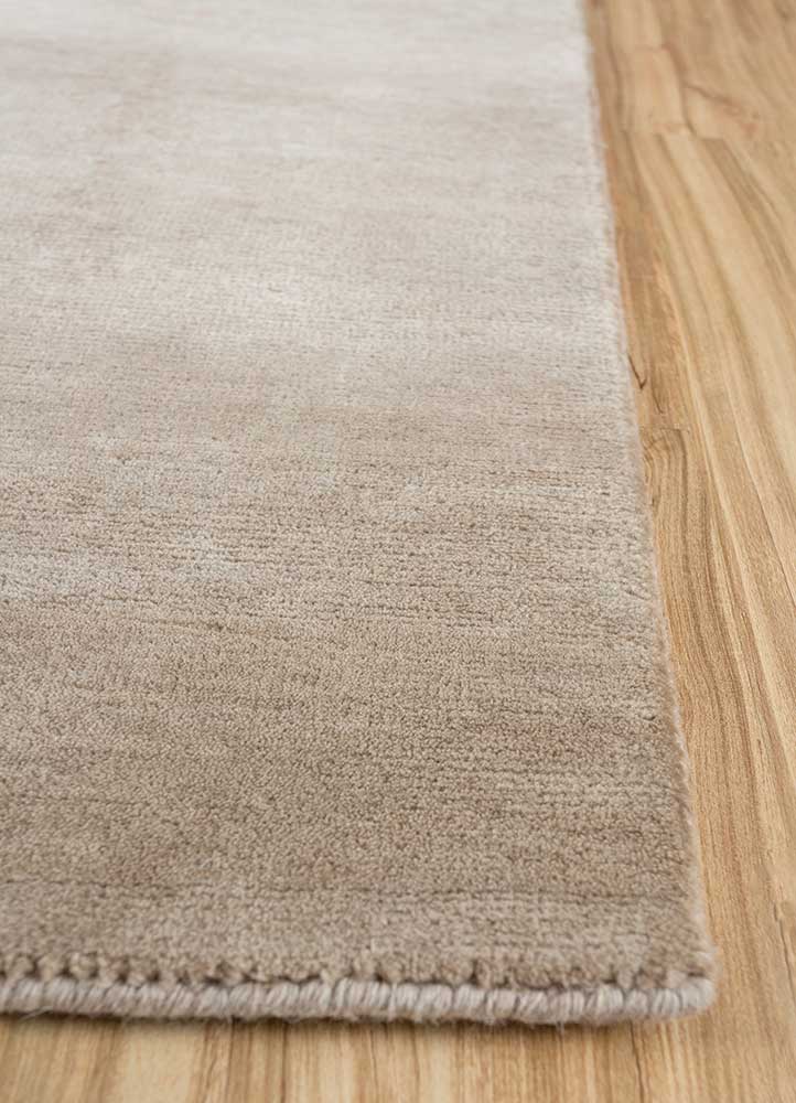 sthir beige and brown wool hand knotted Rug - Corner