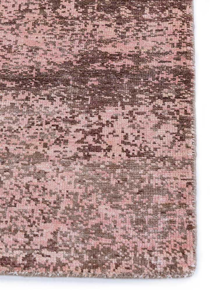 entropy pink and purple silk hand knotted Rug - Corner