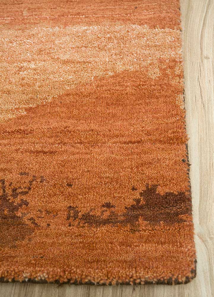 entropy beige and brown wool hand knotted Rug - Corner