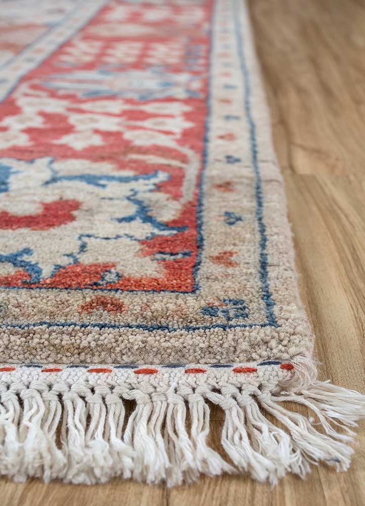 cyanna red and orange wool hand knotted Rug - Corner