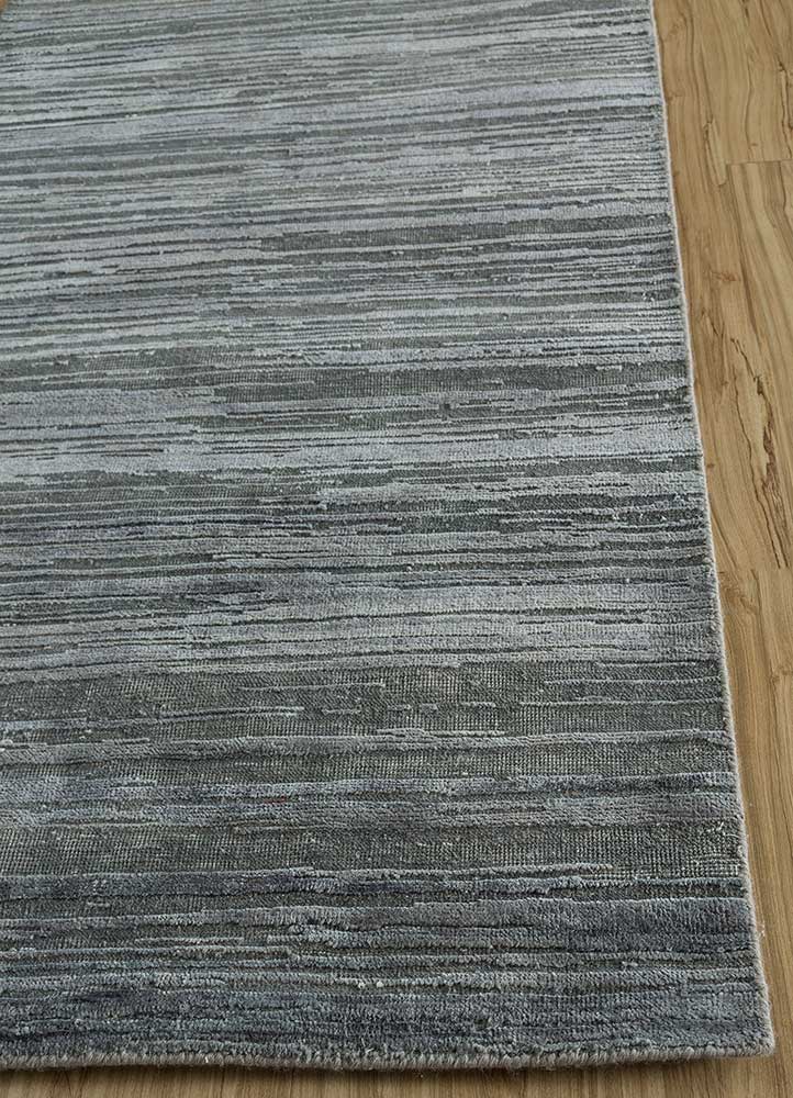 legion grey and black wool and silk hand knotted Rug - Corner
