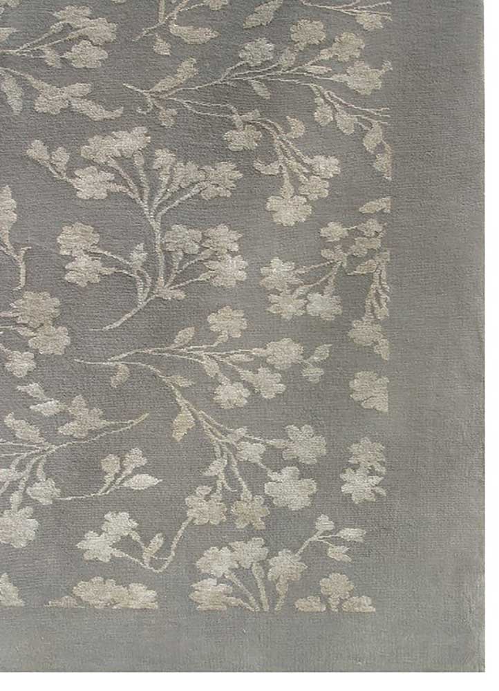 floret  wool and silk hand knotted Rug - Corner
