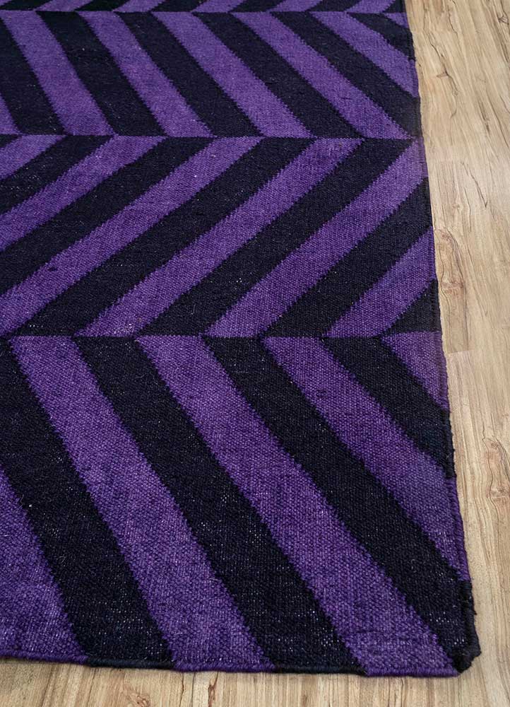 aqua pink and purple wool flat weaves Rug - Corner