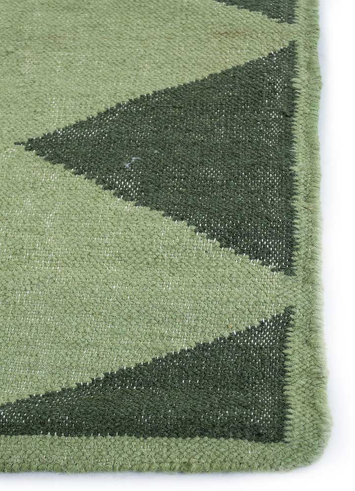 anatolia green wool flat weaves Rug - Corner