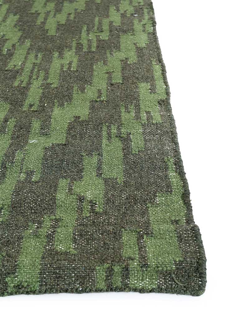 aqua green wool flat weaves Rug - Corner