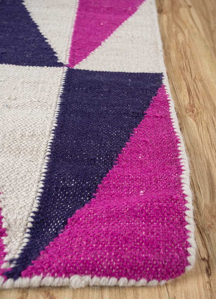 anatolia pink and purple wool flat weaves Rug - Corner