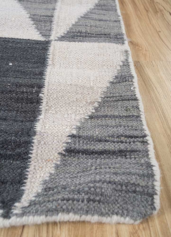 anatolia grey and black wool flat weaves Rug - Corner
