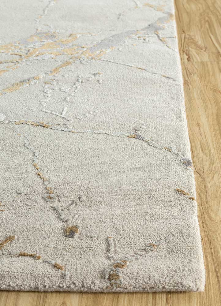 urban pause by kavi beige and brown wool and silk hand knotted Rug - Corner