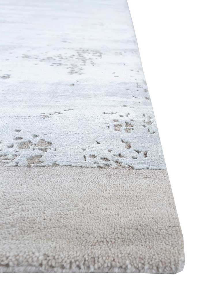 urban pause by kavi blue wool and bamboo silk hand knotted Rug - Corner