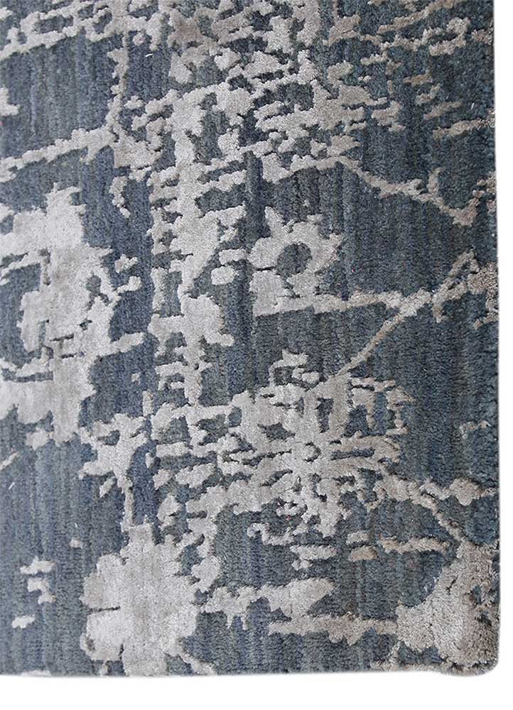 chaos theory by kavi blue wool and bamboo silk hand knotted Rug - Corner