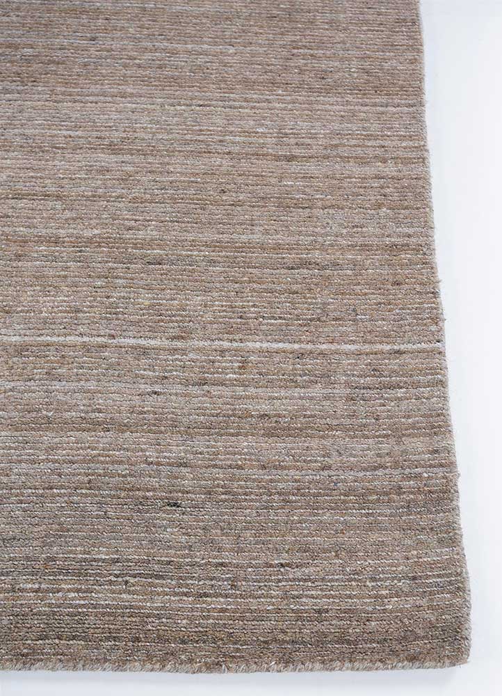 basis beige and brown wool and viscose hand loom Rug - Corner