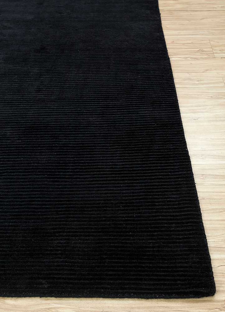 basis grey and black wool and viscose hand loom Rug - Corner