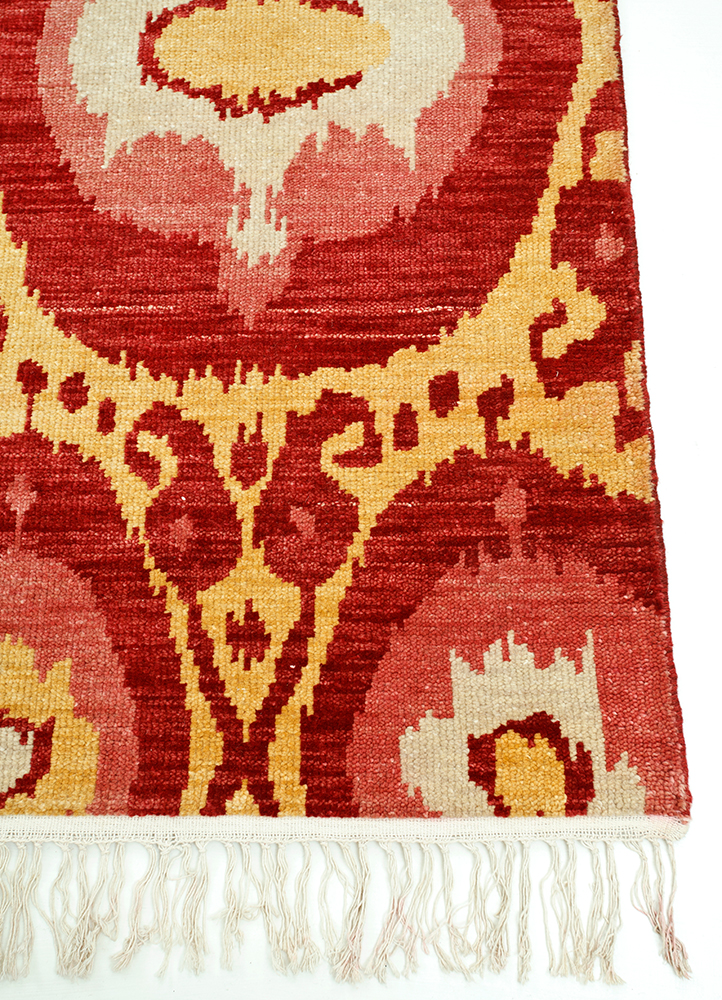 verna red and orange wool hand knotted Rug - Corner